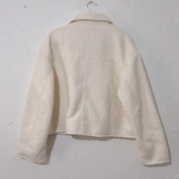 Elodie Women's Minimalist Cozy Full Zip Boucle Cream Jacket Sz XL - Picture 9 of 12